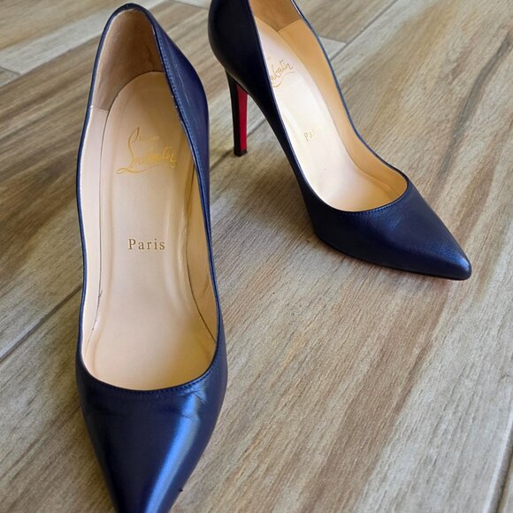 Christian Louboutin Pigalle Navy Blue Leather 100mm Pump Shoes Eur. 35.5 - Picture 3 of 14